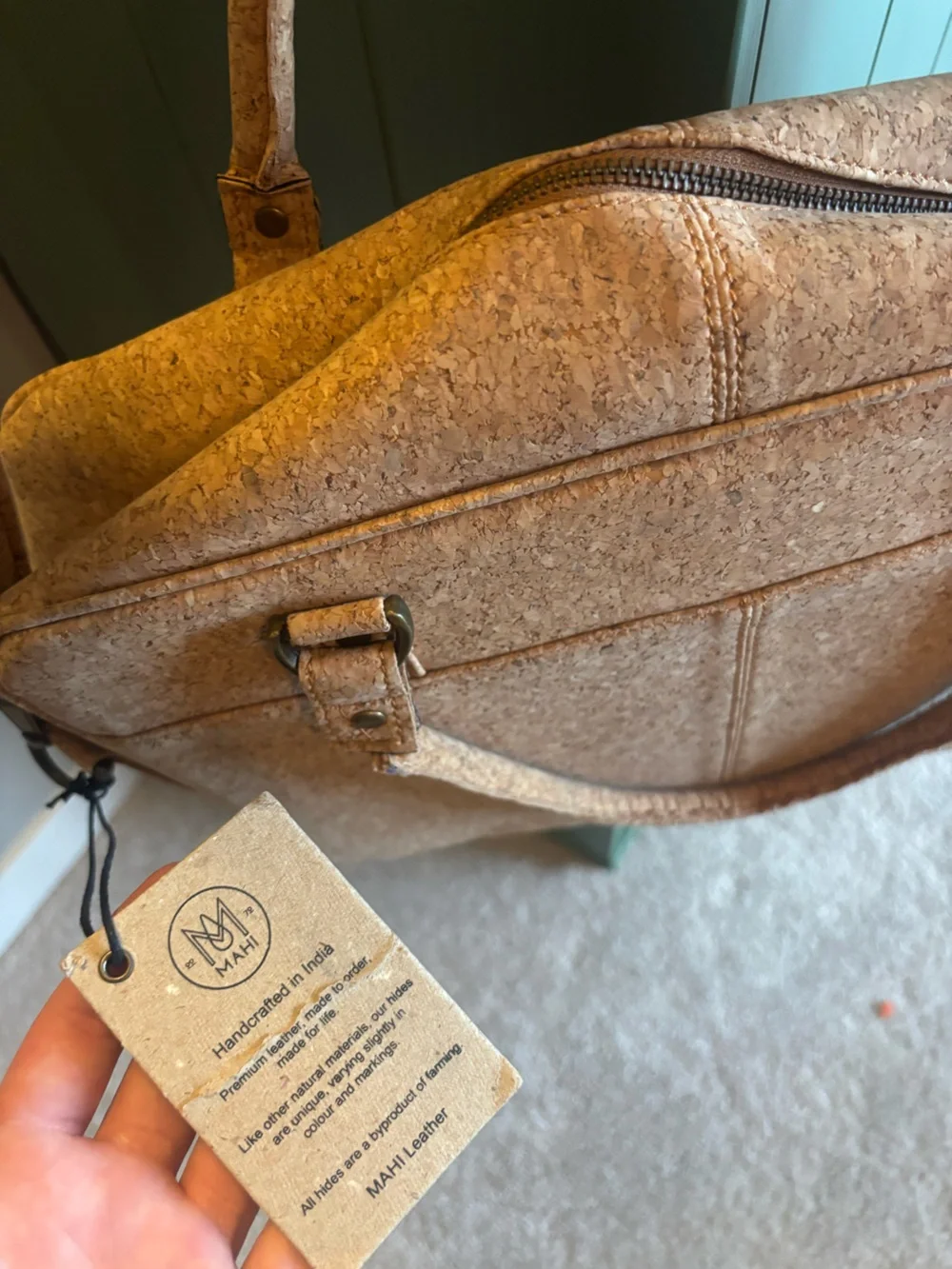 Mahi Leather “Compact Laptop Satchel” Cork/Vegan edition - NWT